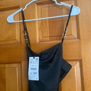 Zara black midi dress with slit size medium